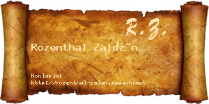 Rozenthal Zalán névjegykártya